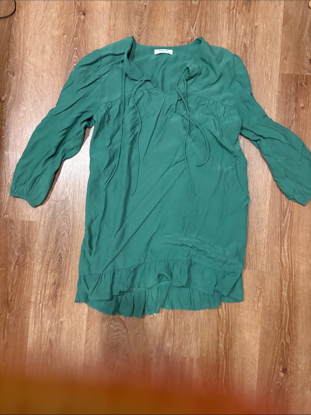 Smash + Tess Teal Green Ruffle-Hem Peasant Tunic